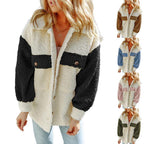 Damen Kuschelige Teddyjacke mit Kontrast-Ärmeln R&B
