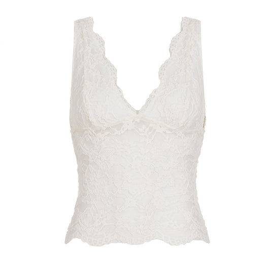 Damen Spitzen-Camisole mit tiefem V-Ausschnitt und eleganter Spitze R&B