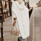 Damen lässige Strickjacke mit Kapuze und eingearbeitetem Schriftzug R&B