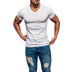 Herren V-Ausschnitt T-Shirt aus weichem Baumwollmix