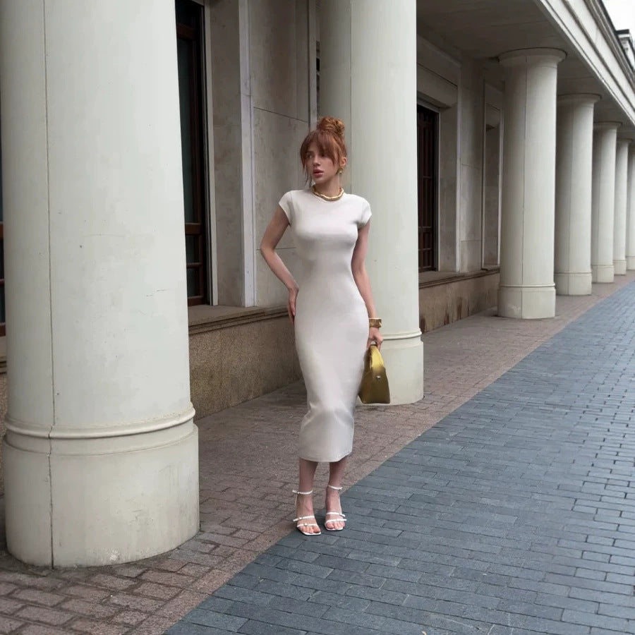Damen Figurbetontes Langarmkleid mit elegantem Ziernähte R&B