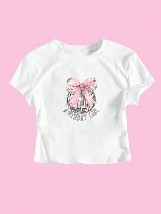 Damen Crop-T-Shirt mit festlichem Geburtstagsthema R&B