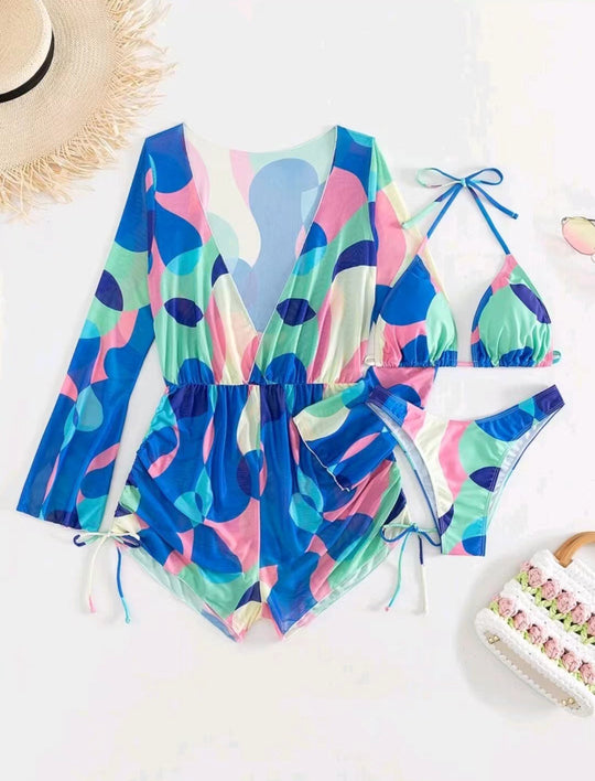 Damen Strandoutfit mit luftiger Tunika und Bikini R&B