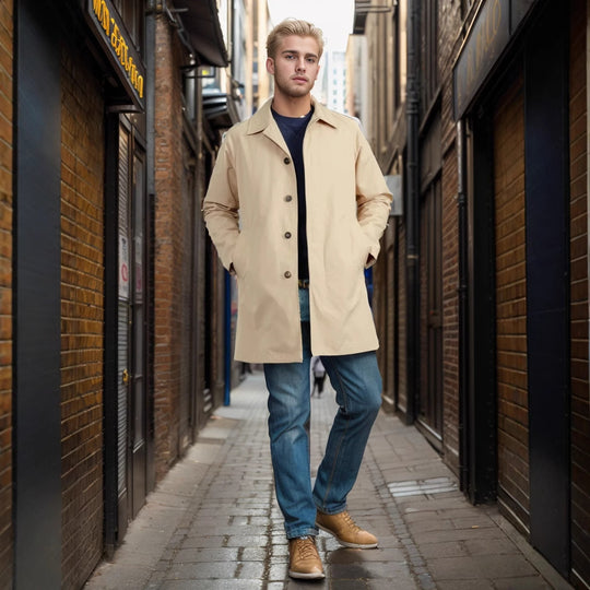 Herren lässige Übergangsjacke mit knopfbarem Kragen R&B