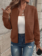 Damen sportliche Bomberjacke mit strukturiertem Design und hohen Bündchen R&B