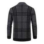 Herren Strickjacke mit modernem Karomuster und praktischem Reißverschluss R&B