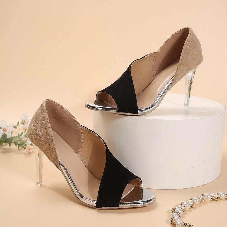 Damen elegante Peeptoe-Pumps mit funkelndem Strass-R&B