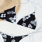 Damen Triangel-Bikini-Set mit verstellbaren Bändern und floralem Muster R&B