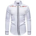 Herren elegante Westernbluse mit Fransen und bestickten Motiven