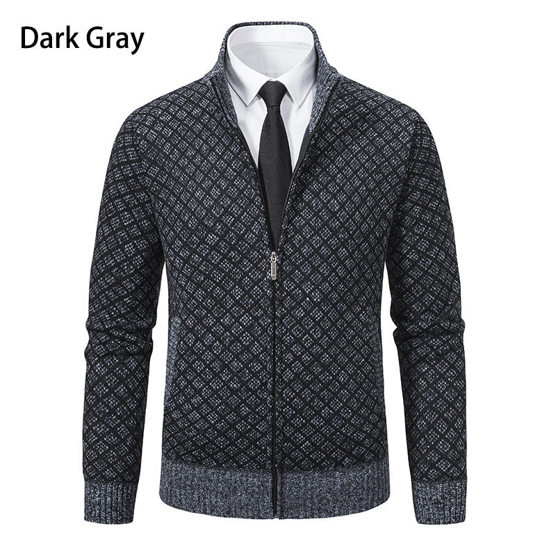 Herren Strickjacke mit modernem Zipper und grafischem Design R&B