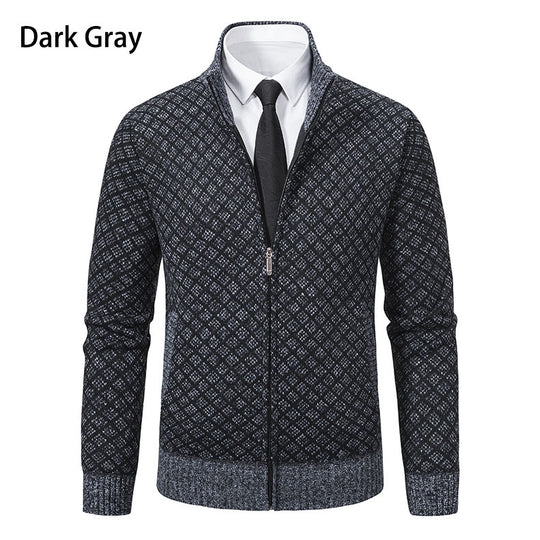 Herren Strickjacke mit modernem Zipper und grafischem Design R&B
