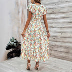 Damen Maxikleid mit fließendem Schnitt und Rüschen R&B