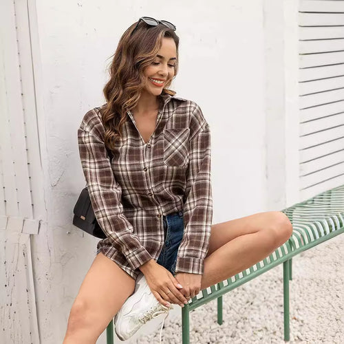 Damen Karierte Freizeitbluse R&B