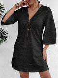 Damen Häkel-Strandkleid mit tiefem V-Ausschnitt R&B