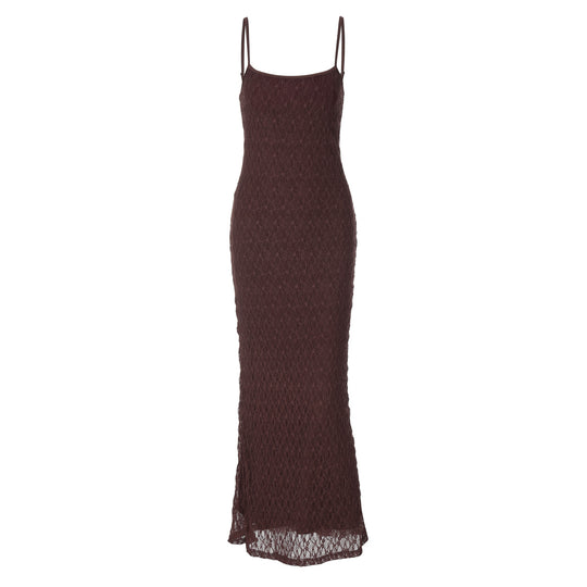 Damen Maxikleid aus luftigem Häkelmaterial mit zarten Trägern R&B
