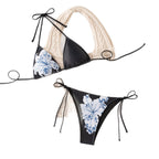 Damen Triangel-Bikini mit verstellbaren Trägern und floralem Muster R&B