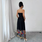 Damen Off-Shoulder Maxikleid mit floralem Stickereinsatz und transparenter Schätzung R&B