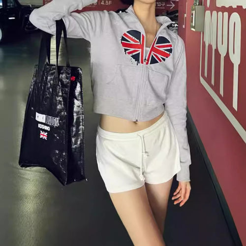 Damen Kapuzenjacke mit kreativem Design und modischem Union Jack-Print R&B