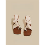 Damen trendige Schluppen-Sandalen mit blockiertem Absatz R&B