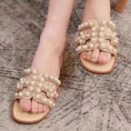 Damen Komfortable Sandalen mit dekorativen Perlendetails R&B