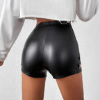 Damen Kunstleder High-Waist Shorts mit Cut-Out-Details R&B