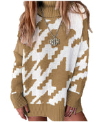 Damen Grobstrickpullover mit modernem Chevron-Muster