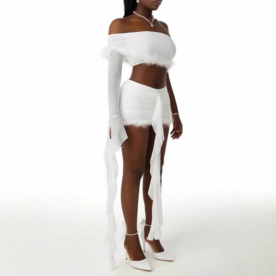 Damen Trendiges Oberteil und Short-Set mit Rüschen R&B