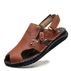Herren Stilvolle und bequeme Leder-Sandalen mit verstellbarem Riemen R&B