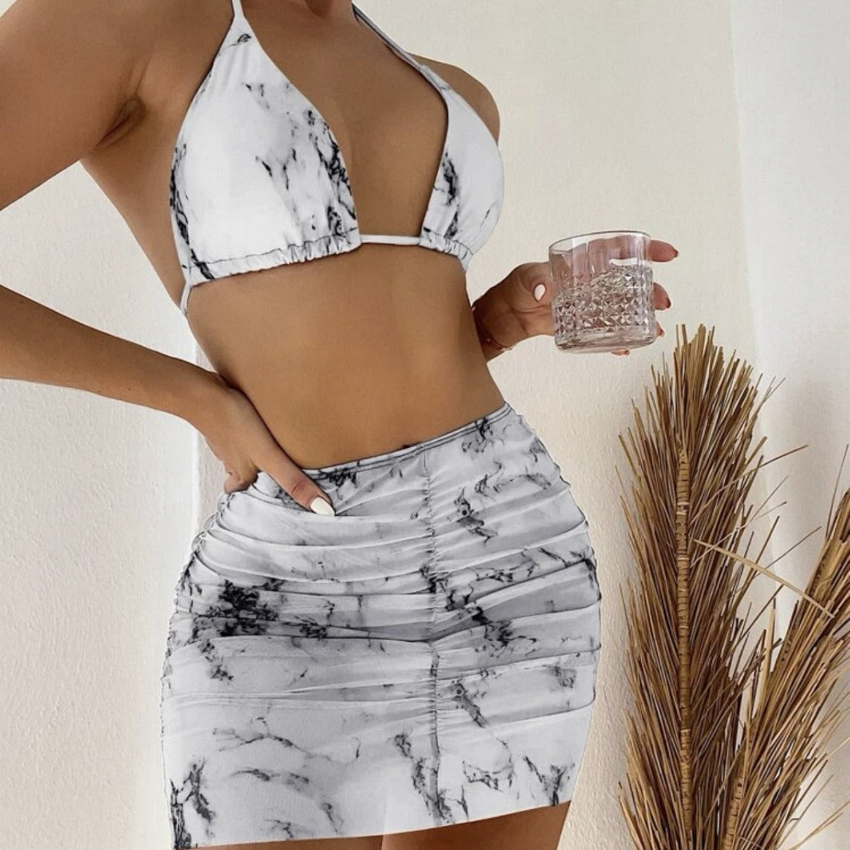 Damen Triangel-Bikini-Set mit raffiniertem Wickelrock R&B