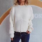 Damen gestreifter Pullover mit trendbewusstem Reißverschluss R&B
