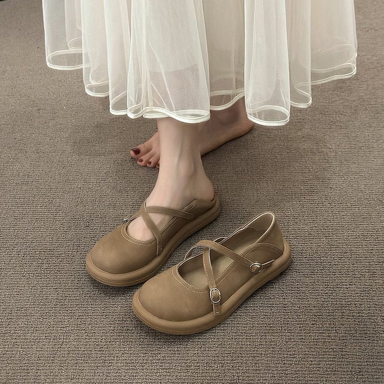 Damen Komfortable Mary Jane Ballerinas mit verstellbaren Riemen R&B
