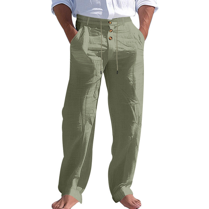 Herren lässige Hose mit hohem Bund und bequemen Taschen R&B