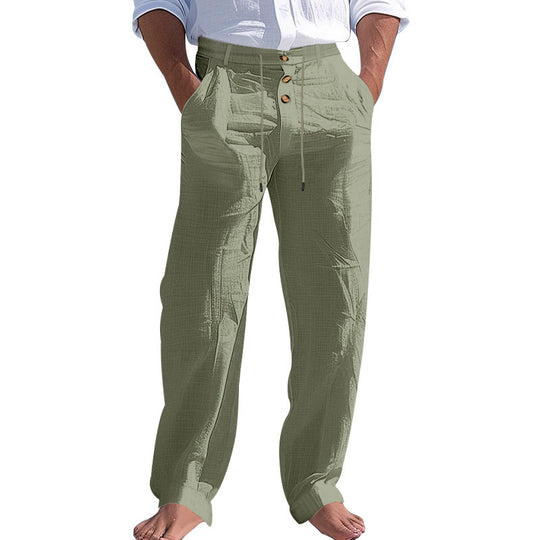 Herren lässige Hose mit hohem Bund und bequemen Taschen R&B