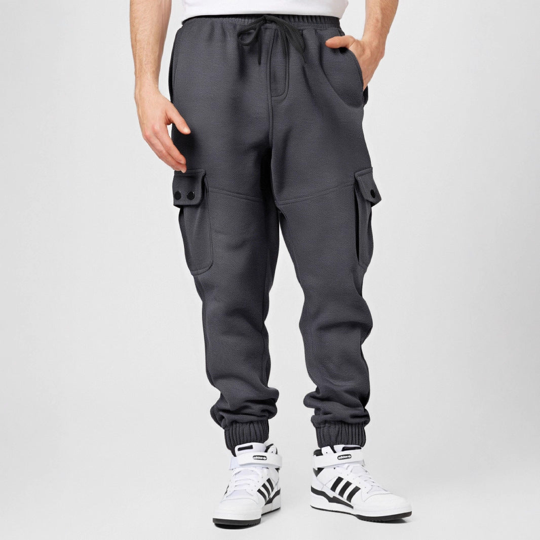 Herren Sportliche Cargo-Jogginghose mit Taschen und elastischem Bund R&B