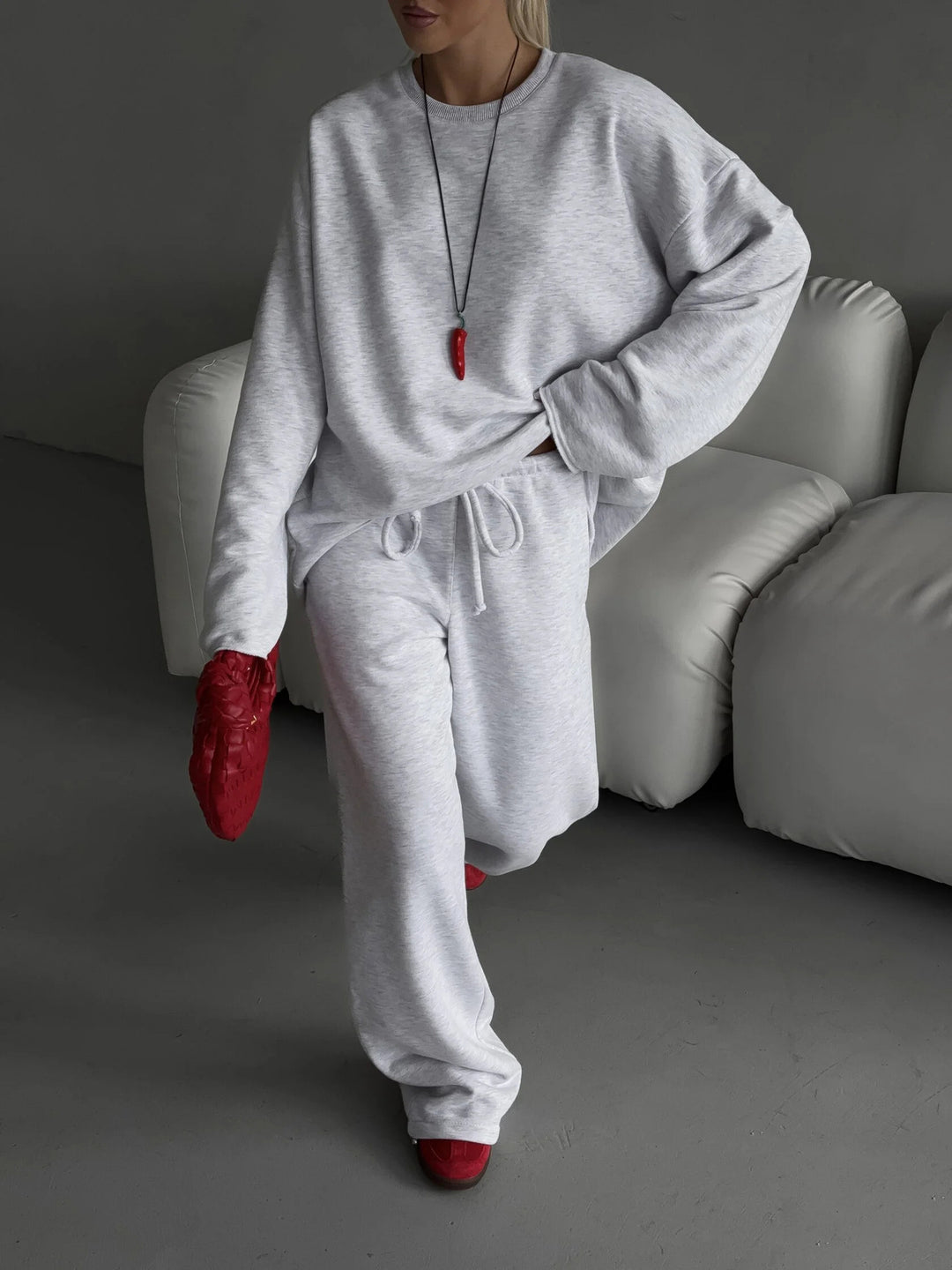 Damen lässiges Oversized Sweatshirt und weite Jogginghose Set R&B