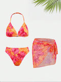 Damen Bikiniset mit floralem Design und leichtem Strandtuch