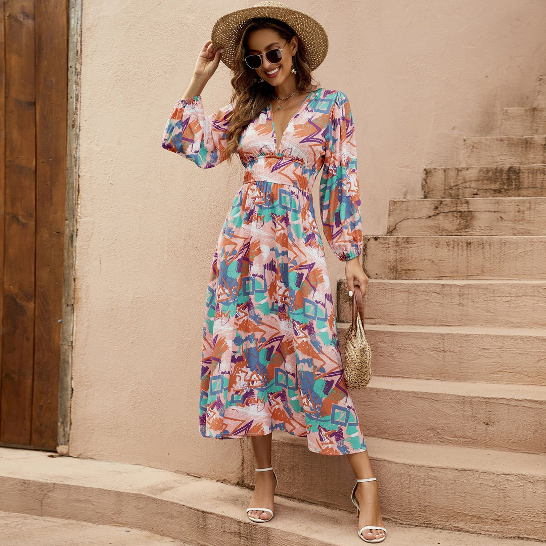 Damen Midikleid mit verspieltem Muster R&B