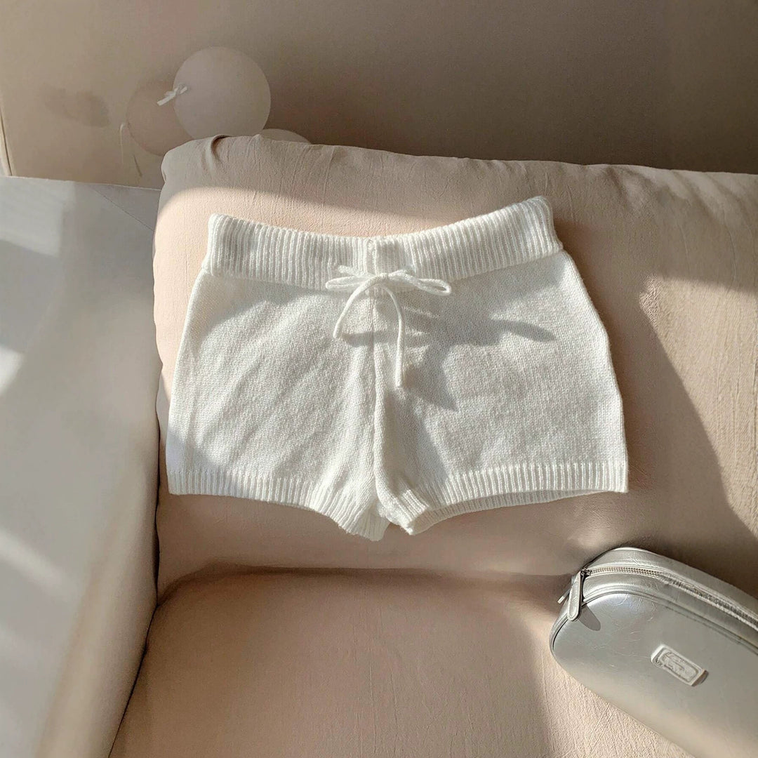 Damen weiche Strickshorts mit praktischem Kordelzug R&B