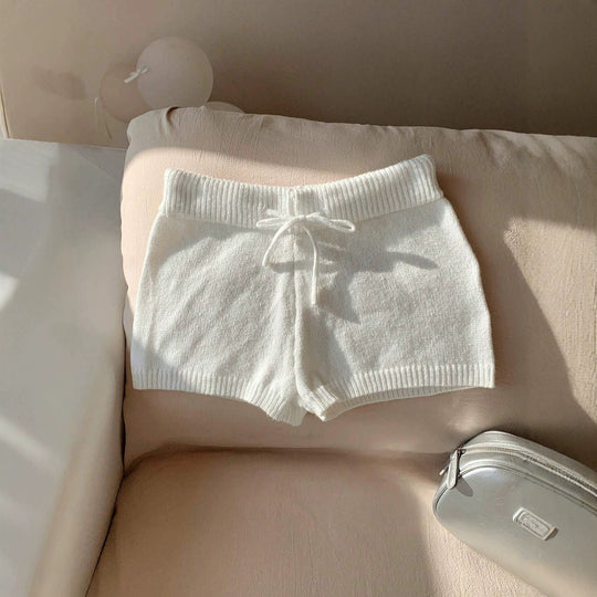 Damen weiche Strickshorts mit praktischem Kordelzug R&B