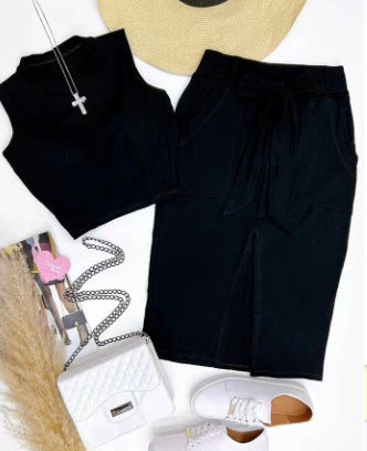 Damen elegantes und modisches Oberteil mit Wickelrock R&B