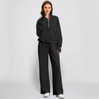 Damen Sportives Set mit Stehkragen und weitem Beinschnitt R&B