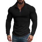 Herren eleganter Stehkragenpullover mit Reißverschluss und strukturiertem Design R&B