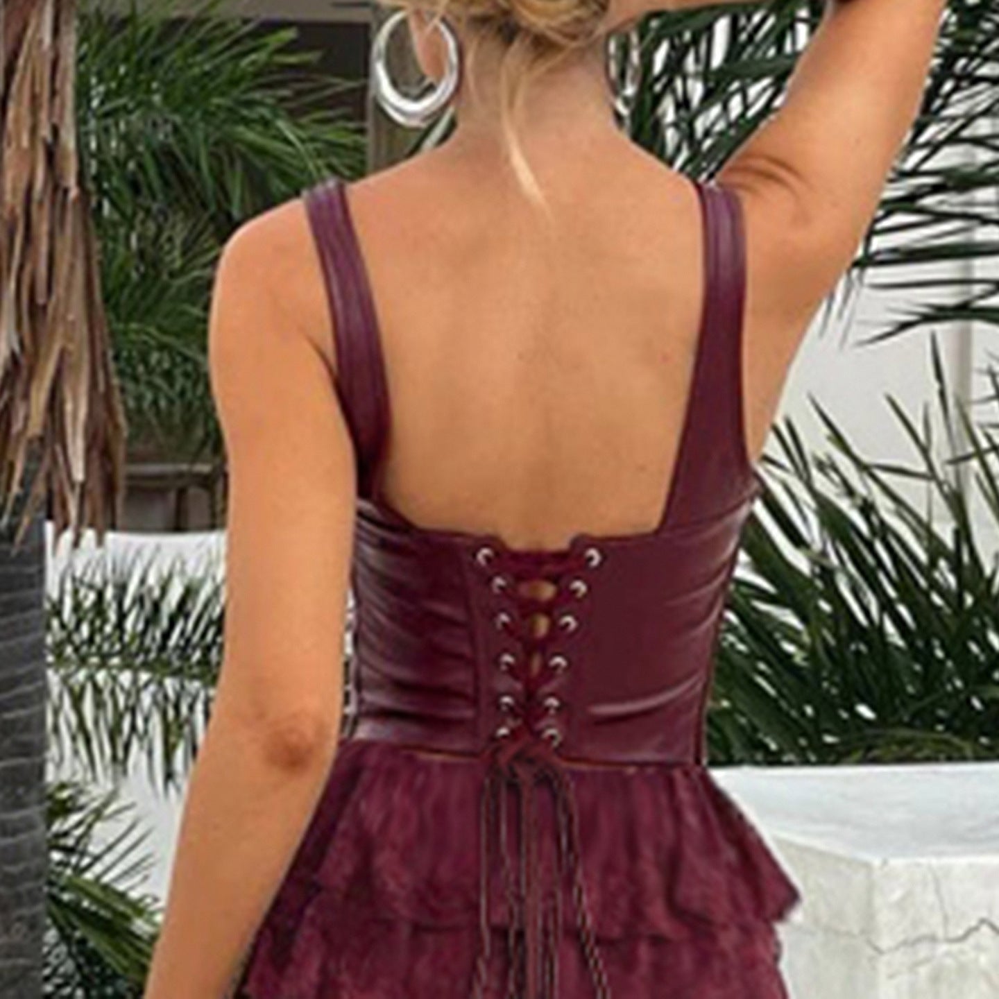 Damen Elegantes Spitzenkleid mit Volantröcken R&B