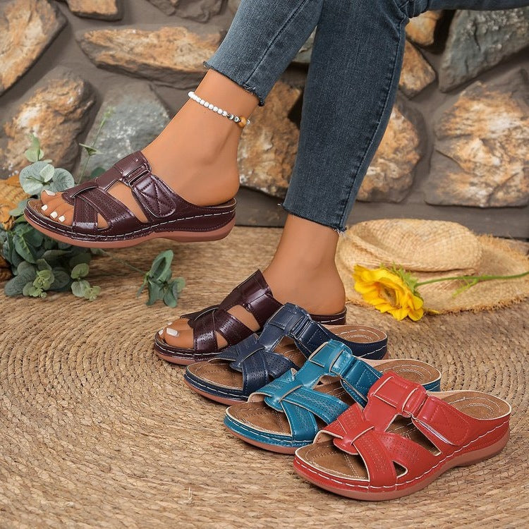 Damen Komfortable Zehentrenner-Sandalen mit breiten verstellbaren Riemen R&B