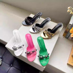 Damen elegante Plateau-Mules mit modischen Schnallen R&B