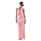 Damen Elegantes Wickel-Maxikleid mit tiefem V-Ausschnitt und schicker Drapierung R&B