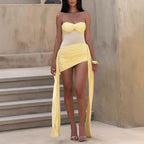 Damen Bodycon Minikleid mit innovativem Wickeldesign und herausnehmbaren Trägern R&B