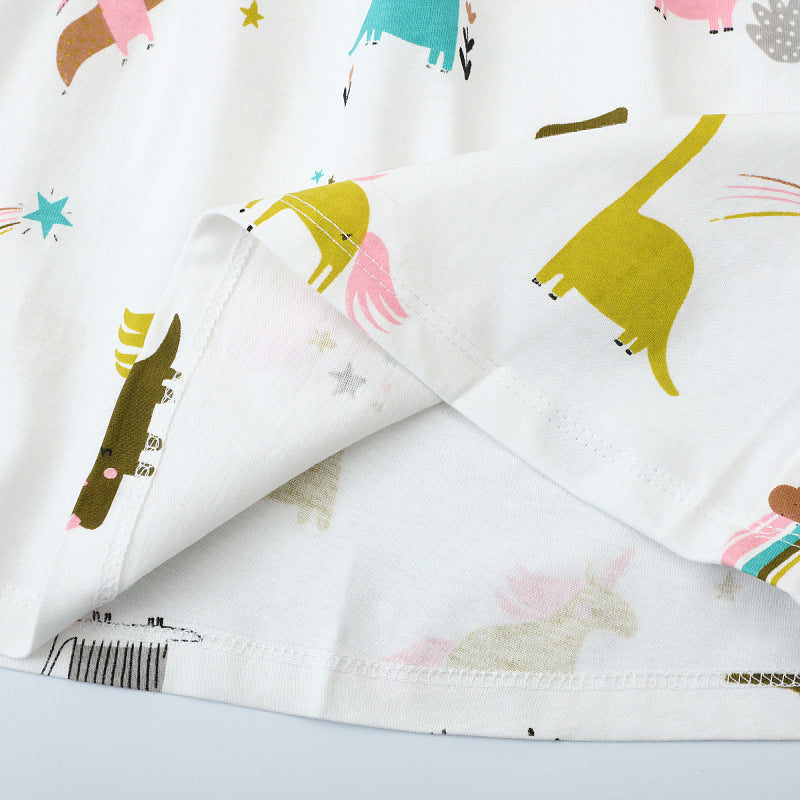 Mädchen Freizeitkleid mit verspielten Dinosaurier- und Einhorn-Motiven R&B