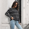 Damen Lässiger Strickpullover mit modernem Streifenmuster und komfortablem Schnitt R&B