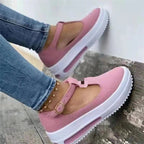 Damen Plateau-Sneaker mit modischem Schnallenverschluss und luftiger Sohle R&B